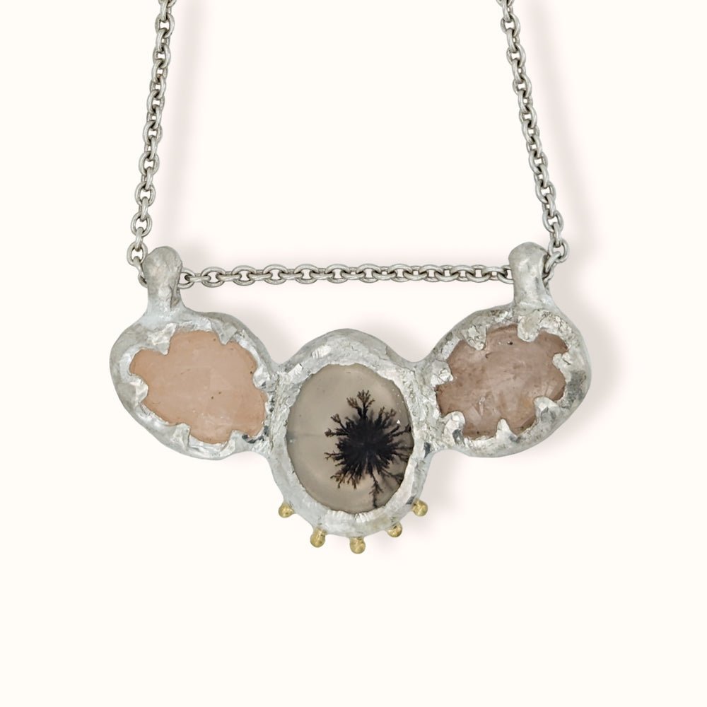 Collana con morganiti e quarzo dendritico - Grete Schieder - art and jewelry