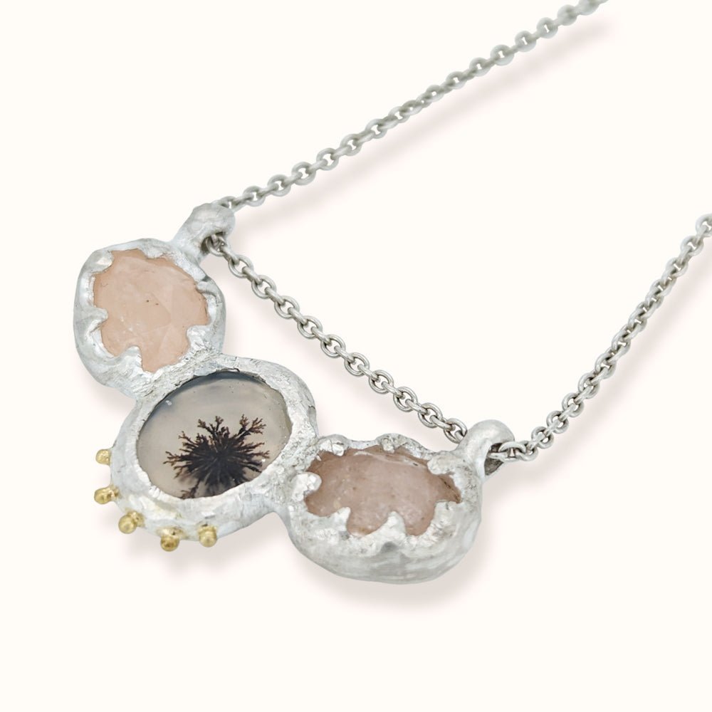 Collana con morganiti e quarzo dendritico - Grete Schieder - art and jewelry