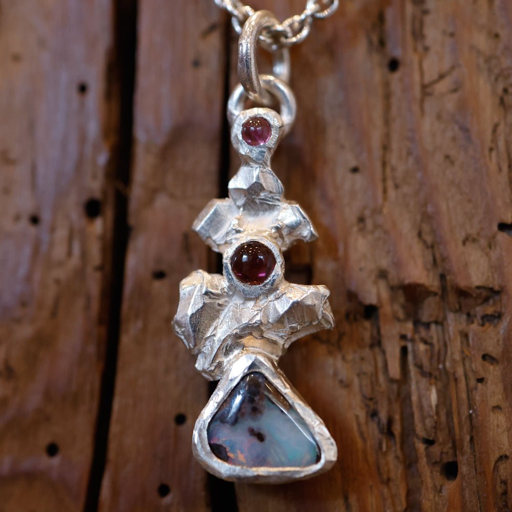 Collana con opale boulder e tormaline - Frammenti 2 - Grete Schieder - art and jewelry