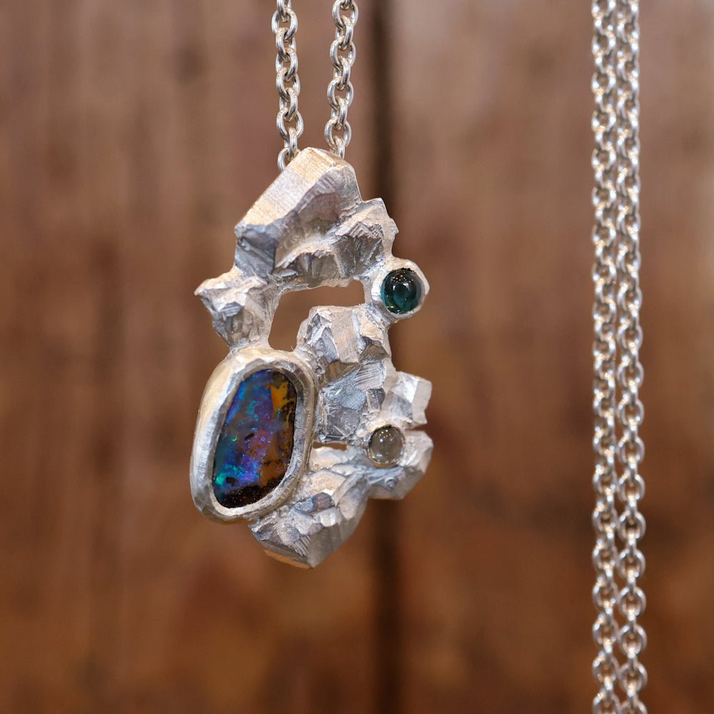 Collana con opale boulder e tormaline - Frammenti 4 - Grete Schieder - art and jewelry