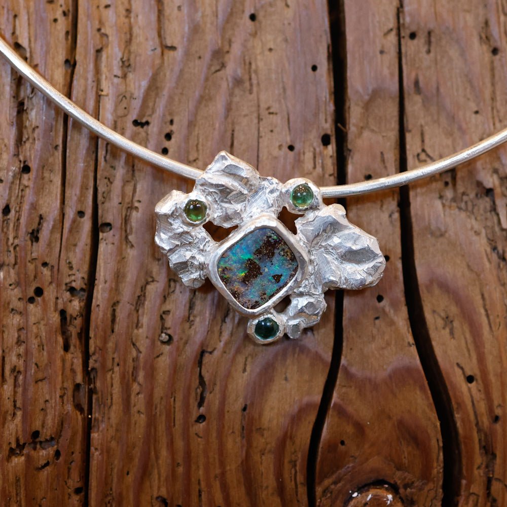 Collana con opale boulder e tormaline - Frammenti 5 - Grete Schieder - art and jewelry