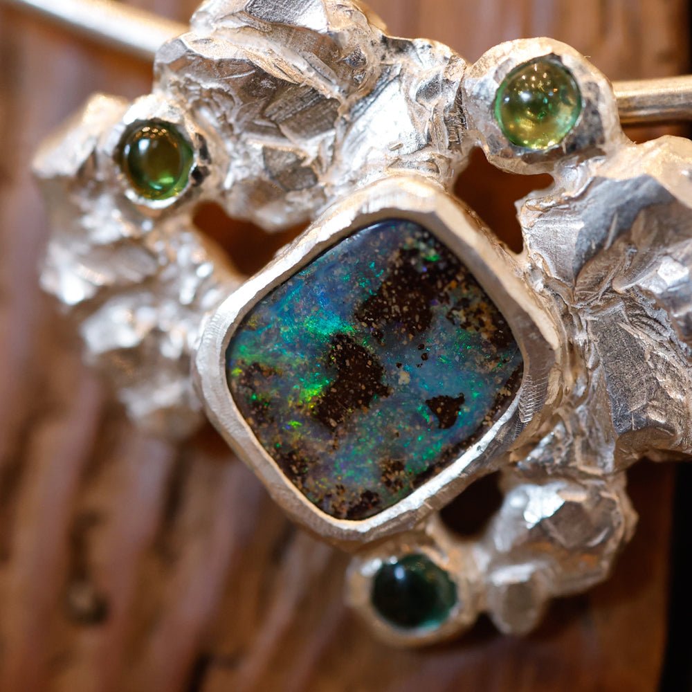 Collana con opale boulder e tormaline - Frammenti 5 - Grete Schieder - art and jewelry