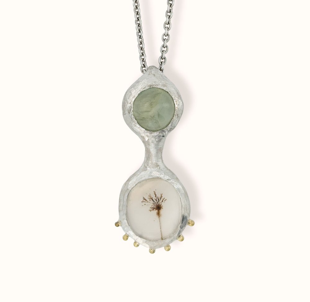 Collana con prehnite e quarzo dendritico - Grete Schieder - art and jewelry