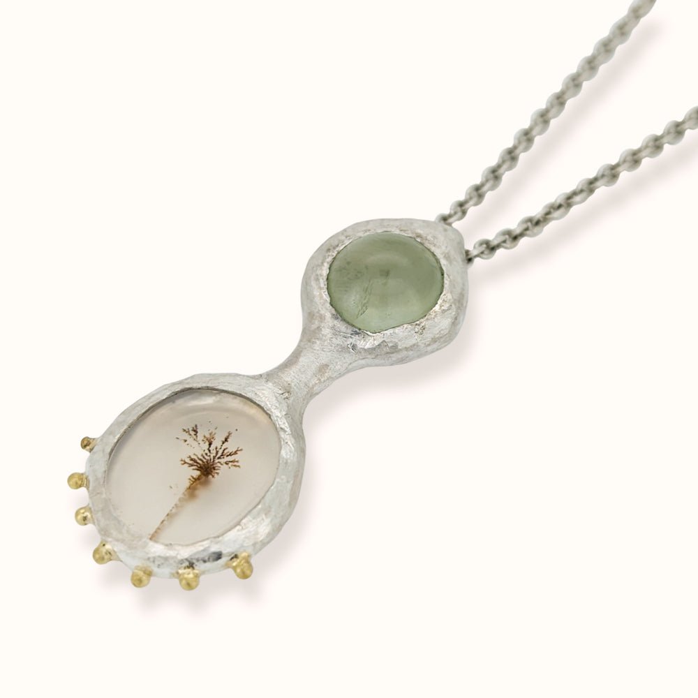 Collana con prehnite e quarzo dendritico - Grete Schieder - art and jewelry