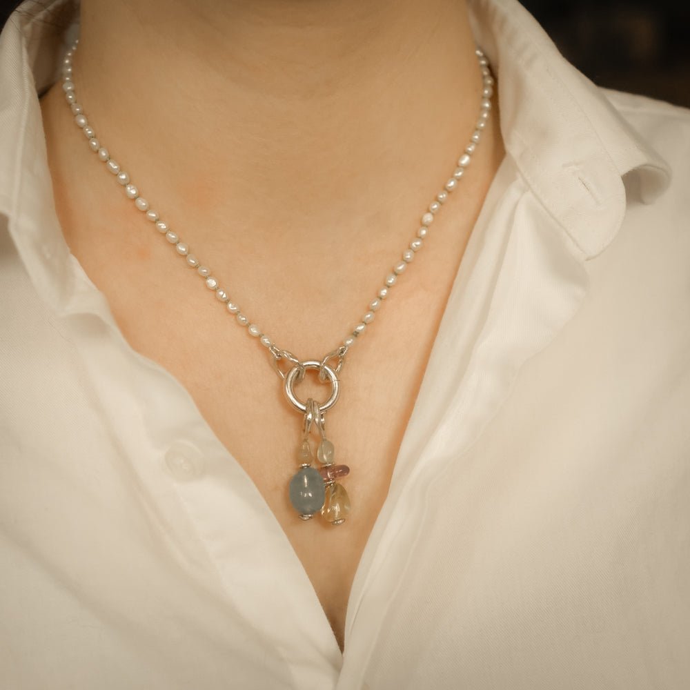 Collana di perle d’acqua dolce - filo verde - Grete Schieder - art and jewelry