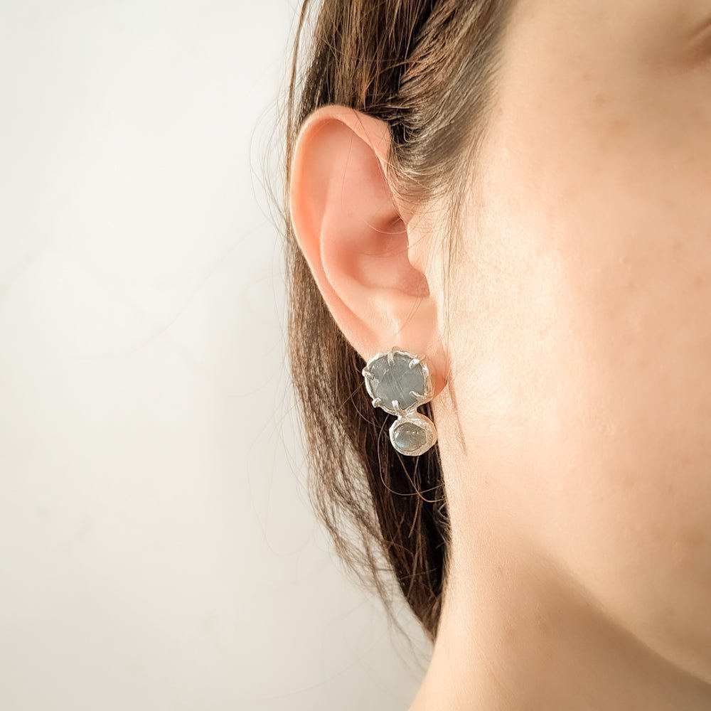 Orecchini con Cianiti e labradoriti - Grete Schieder - art and jewelry