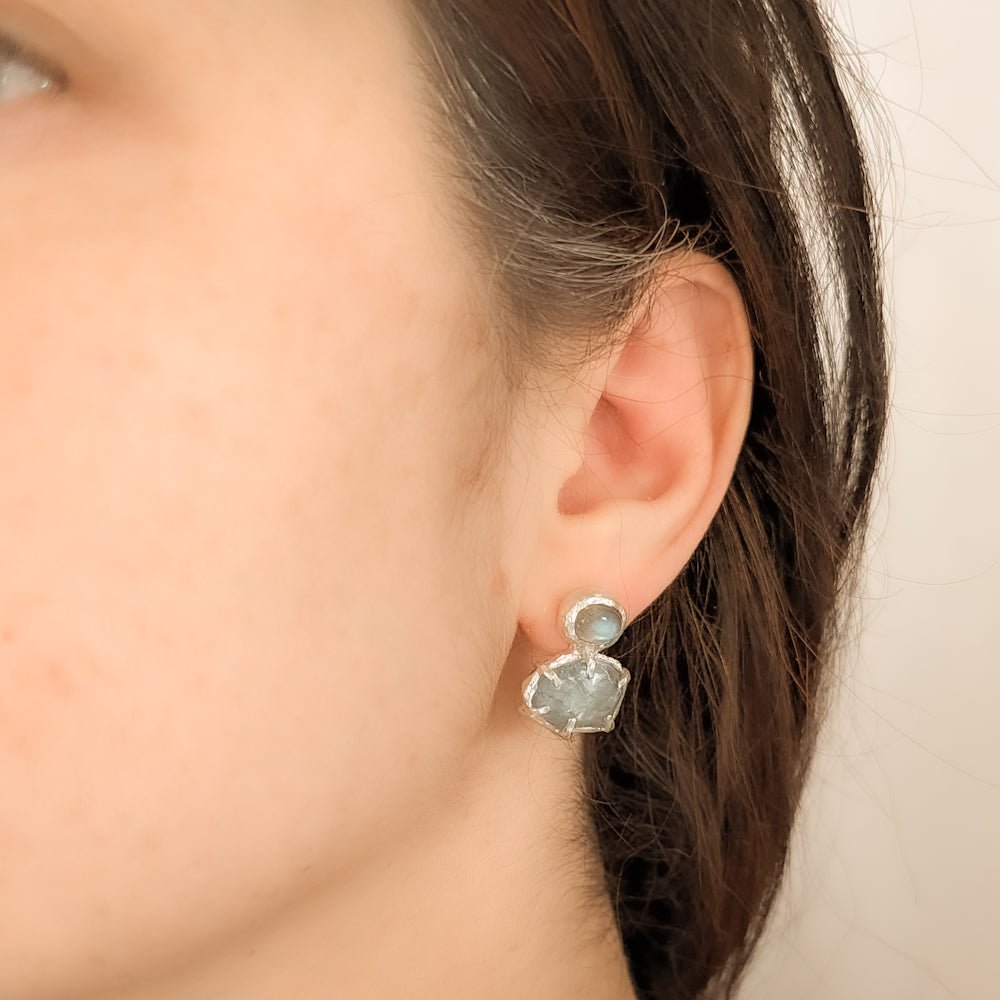 Orecchini con Cianiti e labradoriti - Grete Schieder - art and jewelry