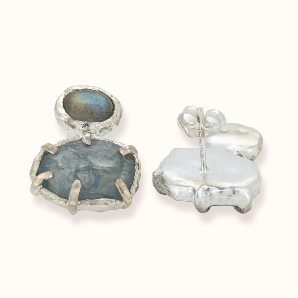Orecchini con Cianiti e labradoriti - Grete Schieder - art and jewelry
