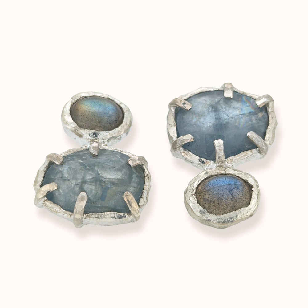 Orecchini con Cianiti e labradoriti - Grete Schieder - art and jewelry