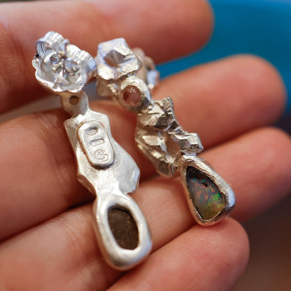 Orecchini con opali boulder e tormaline - Frammenti 6 - Grete Schieder - art and jewelry